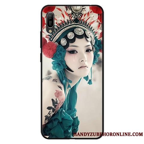 Etui Huawei Y6 2019 Beskyttelse Gaze Sort, Cover Huawei Y6 2019 Blød Nubuck Blonder