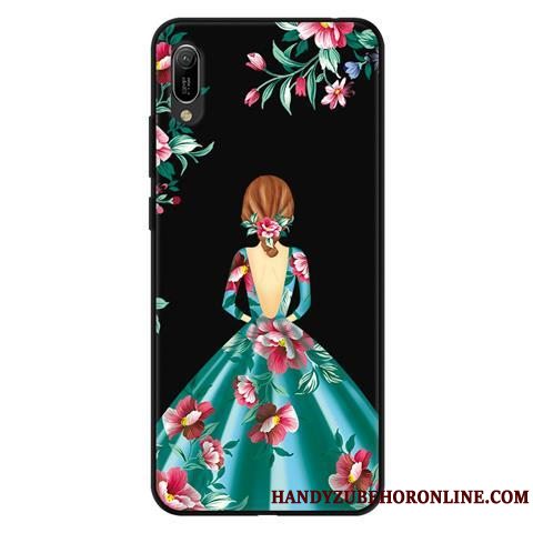 Etui Huawei Y6 2019 Beskyttelse Gaze Sort, Cover Huawei Y6 2019 Blød Nubuck Blonder