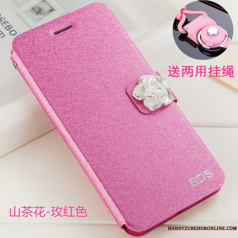 Etui Huawei Y6 2019 Beskyttelse Hvid Telefon, Cover Huawei Y6 2019 Læder Hængende Ornamenter Anti-fald