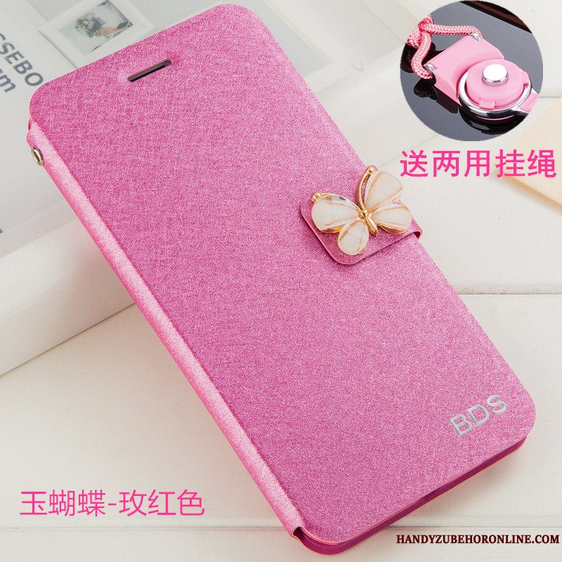 Etui Huawei Y6 2019 Beskyttelse Hvid Telefon, Cover Huawei Y6 2019 Læder Hængende Ornamenter Anti-fald