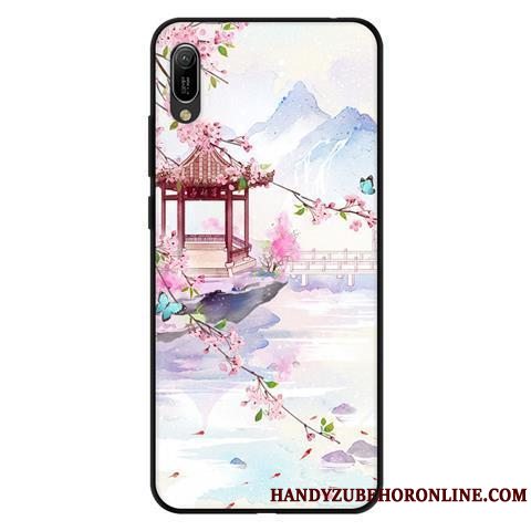 Etui Huawei Y6 2019 Blød Anti-fald Frisk, Cover Huawei Y6 2019 Beskyttelse Lyserød Sort