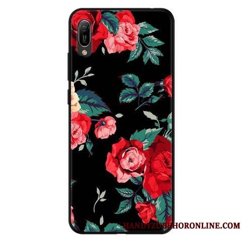 Etui Huawei Y6 2019 Blød Anti-fald Frisk, Cover Huawei Y6 2019 Beskyttelse Lyserød Sort