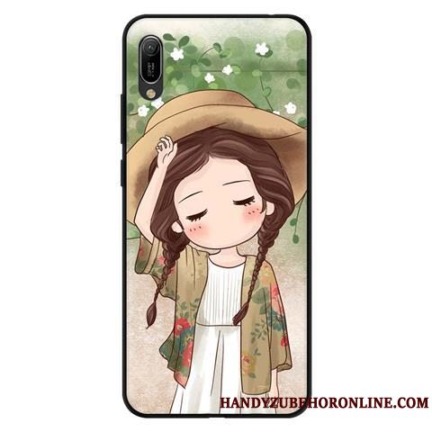 Etui Huawei Y6 2019 Blød Anti-fald Frisk, Cover Huawei Y6 2019 Beskyttelse Lyserød Sort