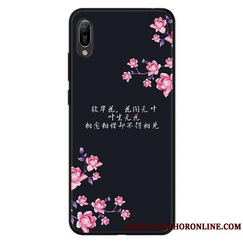 Etui Huawei Y6 2019 Blød Anti-fald Frisk, Cover Huawei Y6 2019 Beskyttelse Lyserød Sort