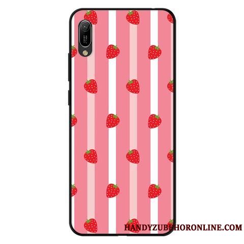 Etui Huawei Y6 2019 Blød Anti-fald Frisk, Cover Huawei Y6 2019 Beskyttelse Lyserød Sort