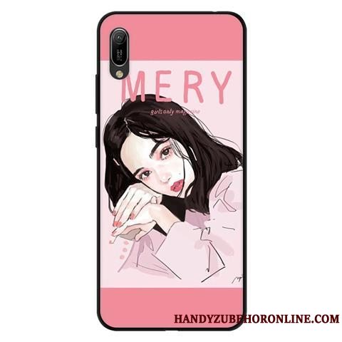 Etui Huawei Y6 2019 Blød Anti-fald Frisk, Cover Huawei Y6 2019 Beskyttelse Lyserød Sort