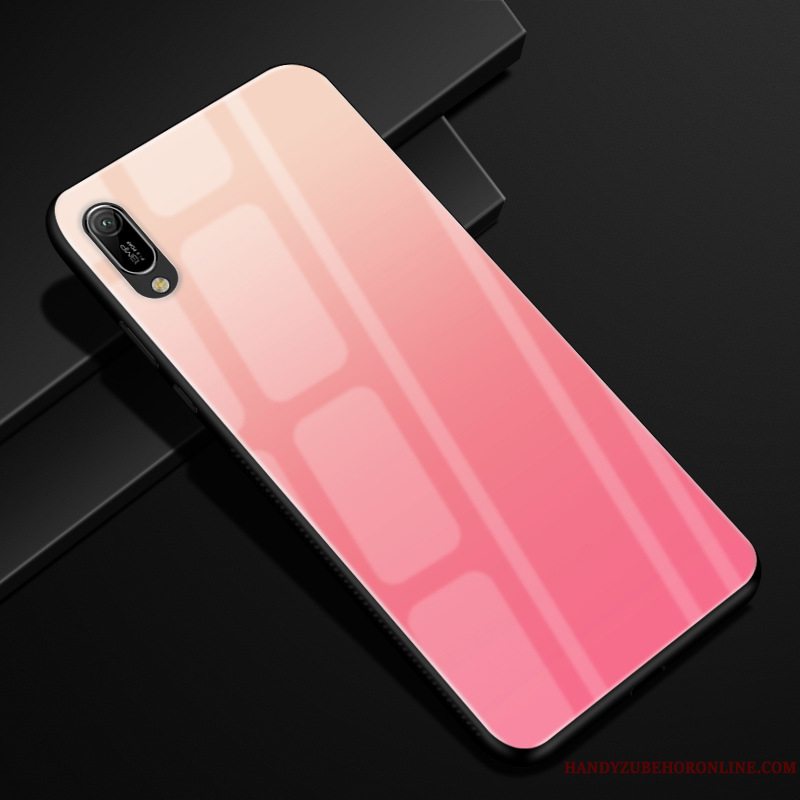 Etui Huawei Y6 2019 Blød Solid Farve Glas, Cover Huawei Y6 2019 Beskyttelse Gul Telefon