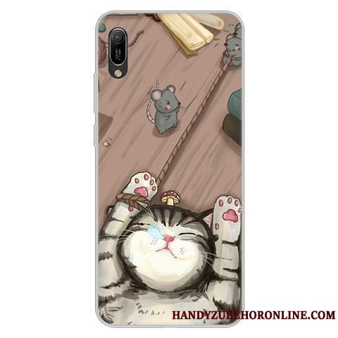 Etui Huawei Y6 2019 Cartoon Anti-fald Af Personlighed, Cover Huawei Y6 2019 Kreativ Sort Telefon