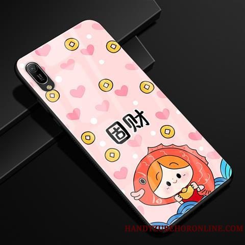 Etui Huawei Y6 2019 Cartoon Anti-fald Telefon, Cover Huawei Y6 2019 Beskyttelse Glas Rød