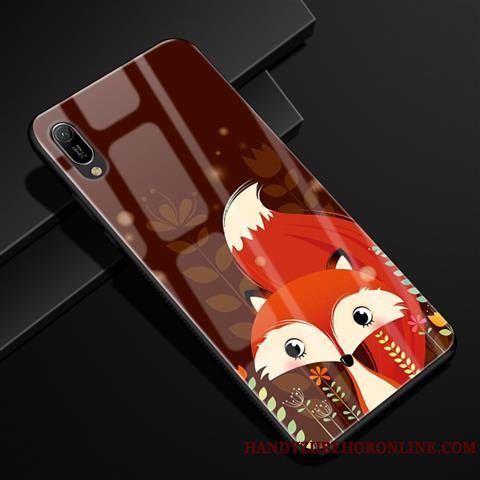 Etui Huawei Y6 2019 Cartoon Anti-fald Telefon, Cover Huawei Y6 2019 Beskyttelse Glas Rød