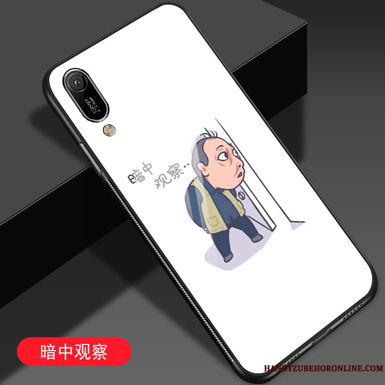 Etui Huawei Y6 2019 Kreativ Anti-fald Glas, Cover Huawei Y6 2019 Tasker Hvid Trend