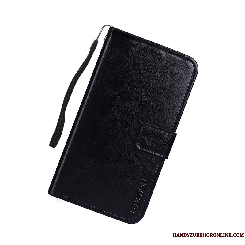 Etui Huawei Y6 2019 Læder Blå Telefon, Cover Huawei Y6 2019 Beskyttelse Kort