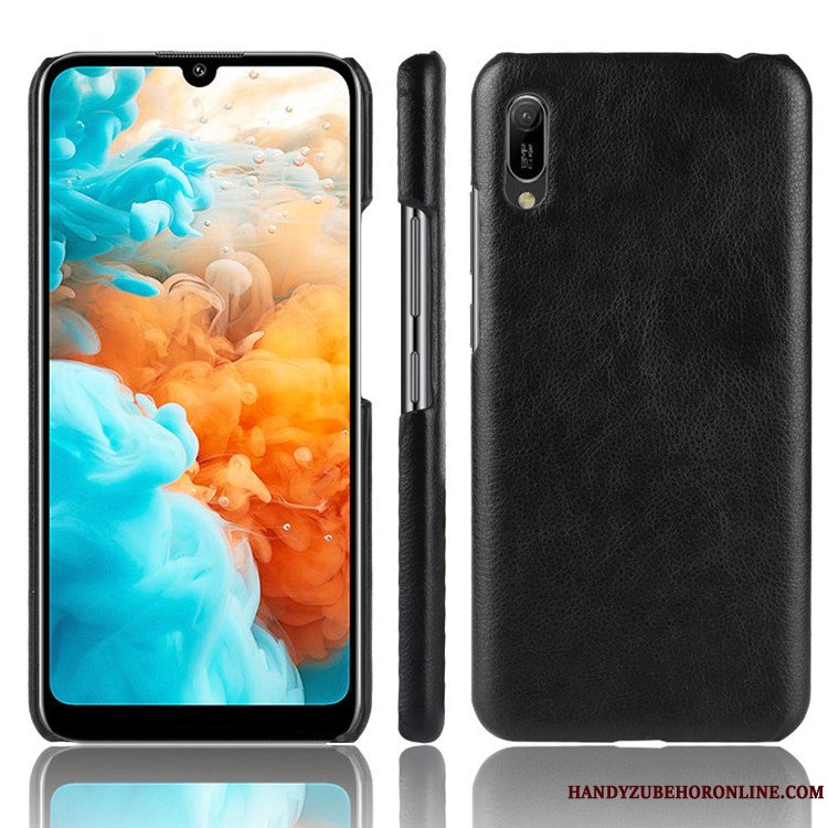 Etui Huawei Y6 2019 Læder Hård Litchi, Cover Huawei Y6 2019 Beskyttelse Mønster Telefon