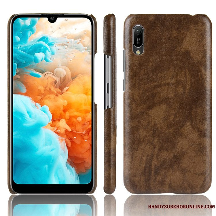 Etui Huawei Y6 2019 Læder Hård Litchi, Cover Huawei Y6 2019 Beskyttelse Mønster Telefon