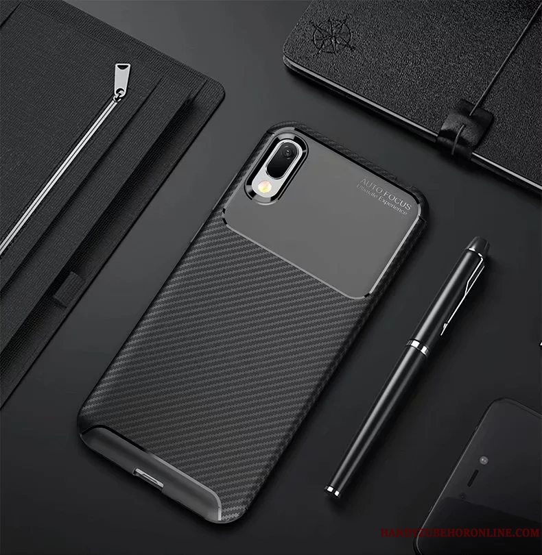 Etui Huawei Y6 2019 Tasker Blå Sort, Cover Huawei Y6 2019 Blød Telefonanti-fald