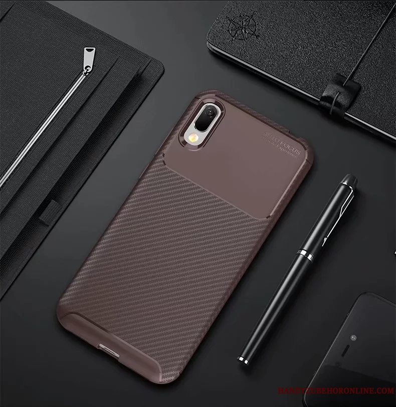 Etui Huawei Y6 2019 Tasker Blå Sort, Cover Huawei Y6 2019 Blød Telefonanti-fald