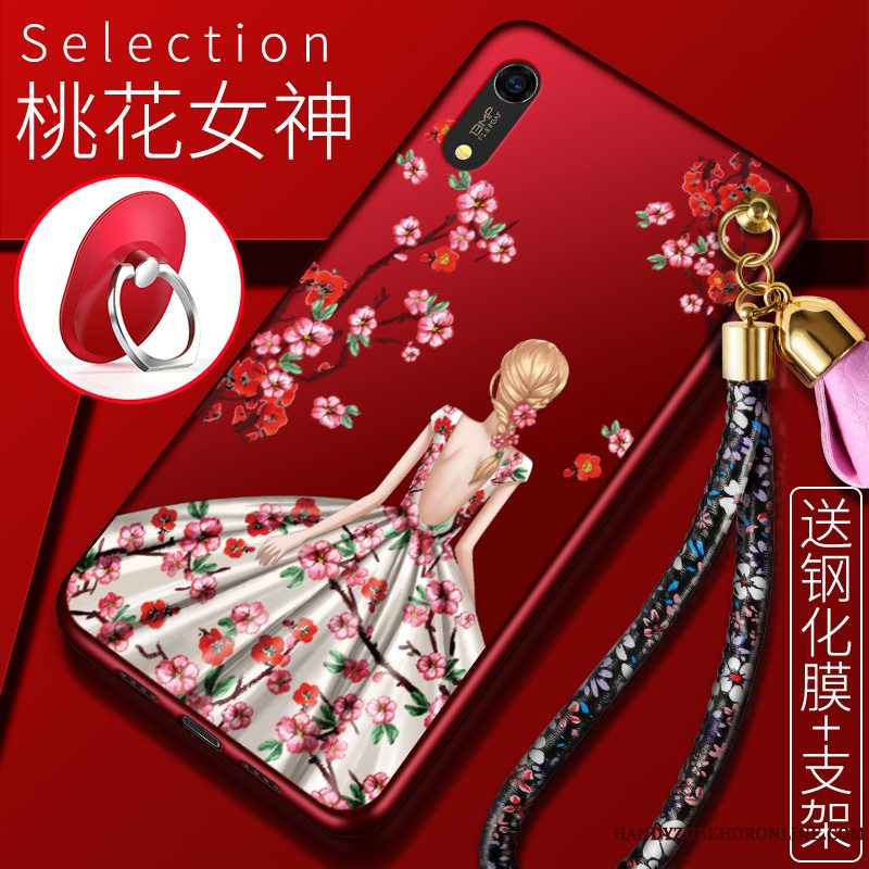 Etui Huawei Y6 2019 Tasker Telefonanti-fald, Cover Huawei Y6 2019 Kreativ Rød