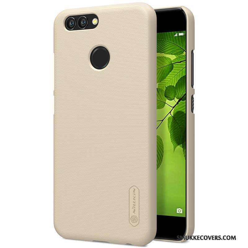 Etui Huawei Y6 Pro 2017 Beskyttelse Hård Rød, Cover Huawei Y6 Pro 2017 Nubuck Guld