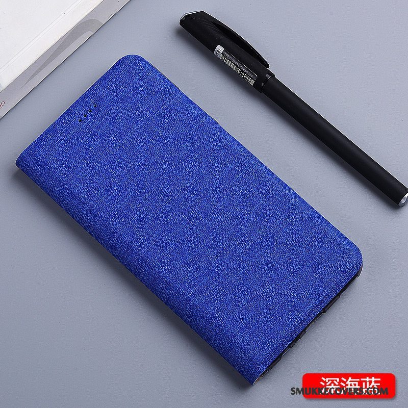 Etui Huawei Y6 Pro 2017 Farve Telefonbomuld Og Linned, Cover Huawei Y6 Pro 2017 Folio