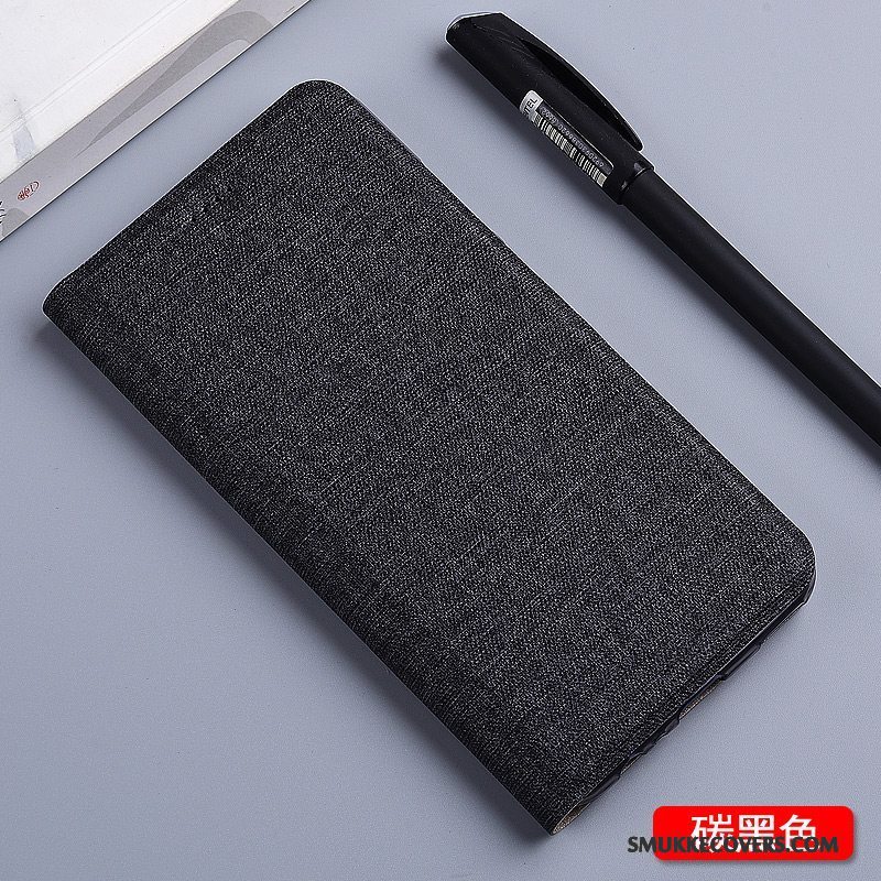 Etui Huawei Y6 Pro 2017 Farve Telefonbomuld Og Linned, Cover Huawei Y6 Pro 2017 Folio