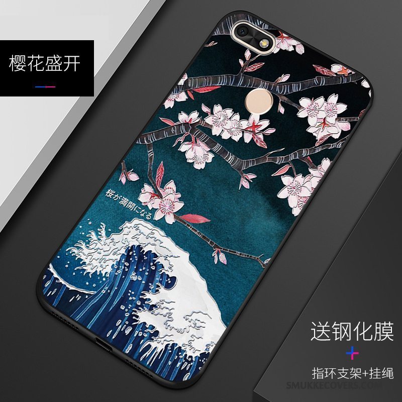 Etui Huawei Y6 Pro 2017 Silikone Telefonblå, Cover Huawei Y6 Pro 2017 Blød Tilpas Af Personlighed