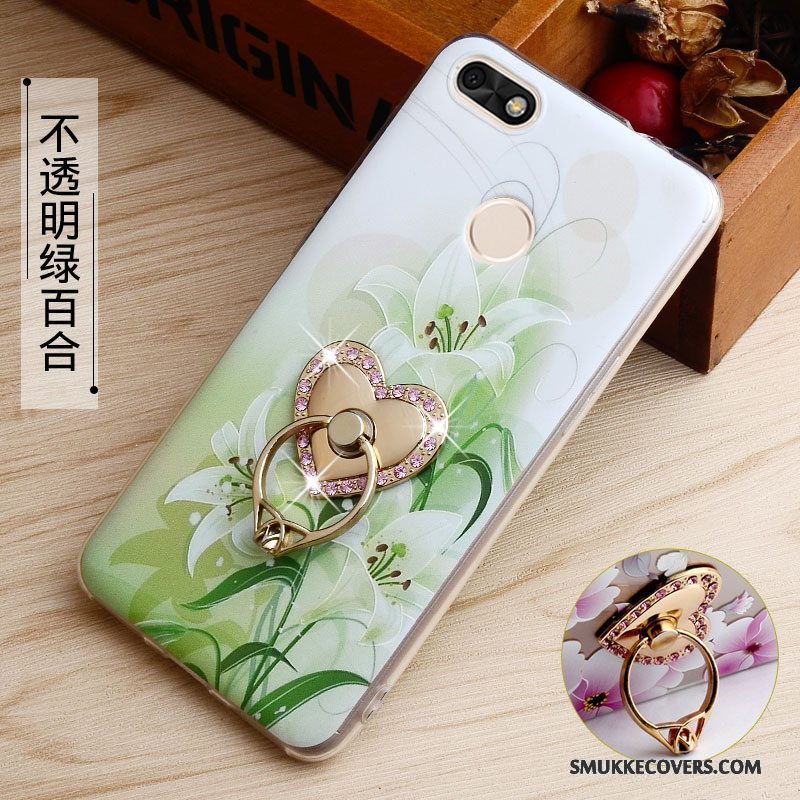 Etui Huawei Y6 Pro 2017 Silikone Telefonlyserød, Cover Huawei Y6 Pro 2017 Relief Gennemsigtig