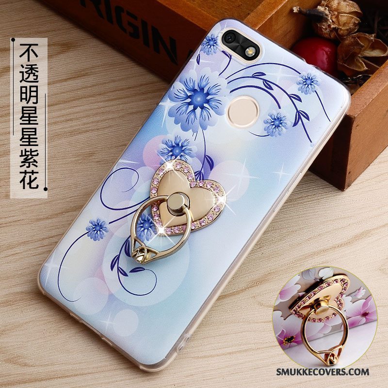 Etui Huawei Y6 Pro 2017 Silikone Telefonlyserød, Cover Huawei Y6 Pro 2017 Relief Gennemsigtig