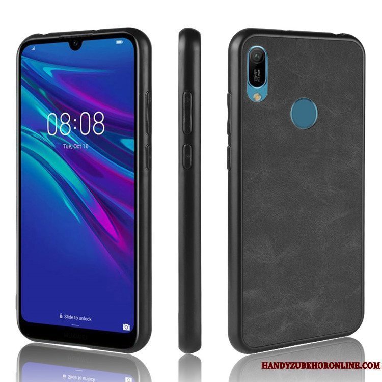 Etui Huawei Y6s Læder Hård Sort, Cover Huawei Y6s Tasker Anti-fald Trend