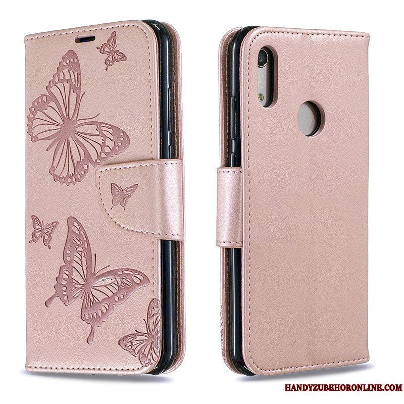 Etui Huawei Y6s Relief Sommerfugle Telefon, Cover Huawei Y6s Beskyttelse Hængende Ornamenter Lilla