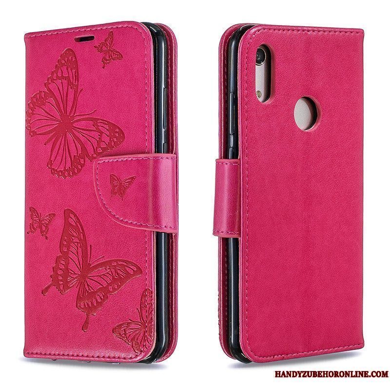 Etui Huawei Y6s Relief Sommerfugle Telefon, Cover Huawei Y6s Beskyttelse Hængende Ornamenter Lilla