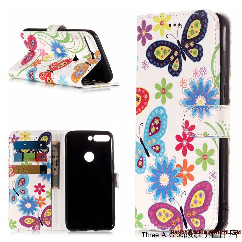 Etui Huawei Y7 2018 Beskyttelse Lyserød Telefon, Cover Huawei Y7 2018 Læder