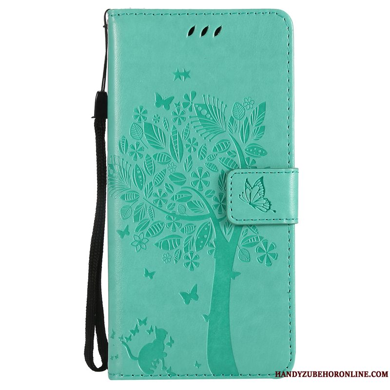 Etui Huawei Y7 2018 Beskyttelse Tree Heldig, Cover Huawei Y7 2018 Læder Rød Anti-fald