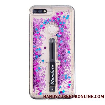 Etui Huawei Y7 2018 Blød Hængende Ornamenter Lilla, Cover Huawei Y7 2018 Kreativ Pulver Telefon