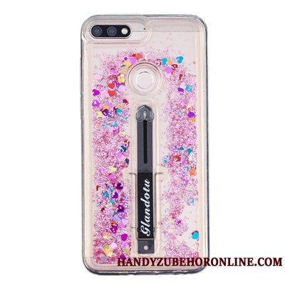 Etui Huawei Y7 2018 Blød Hængende Ornamenter Lilla, Cover Huawei Y7 2018 Kreativ Pulver Telefon