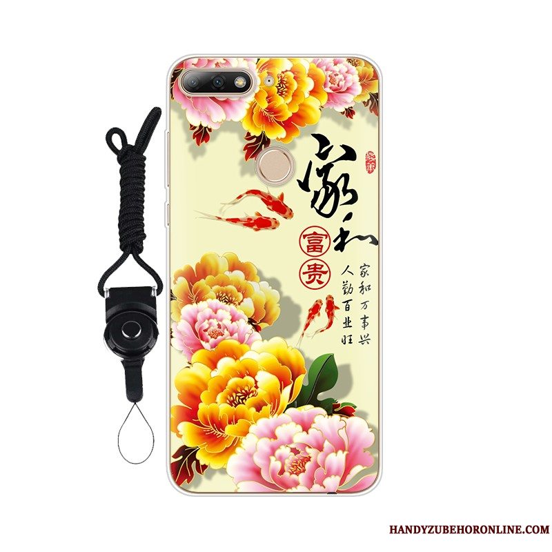 Etui Huawei Y7 2018 Blød Telefontilpas, Cover Huawei Y7 2018 Beskyttelse Rød Anti-fald