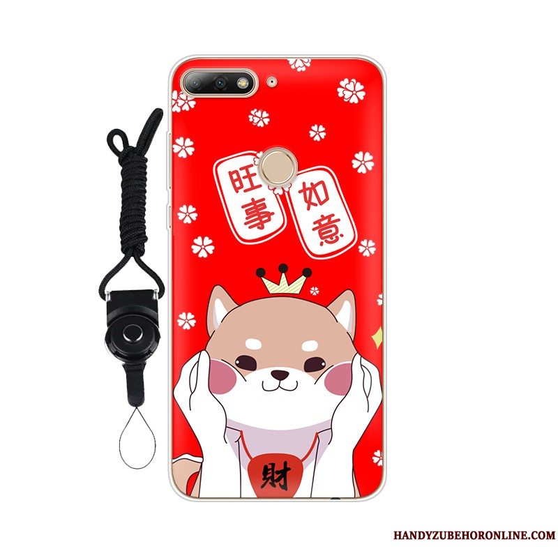 Etui Huawei Y7 2018 Blød Telefontilpas, Cover Huawei Y7 2018 Beskyttelse Rød Anti-fald