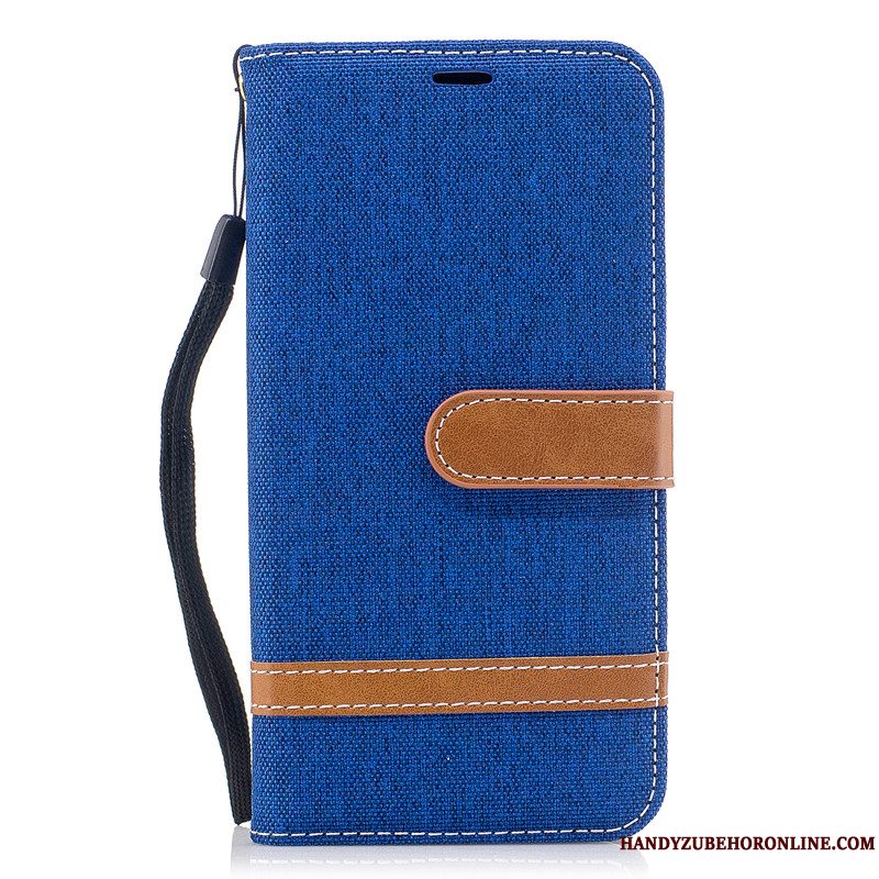 Etui Huawei Y7 2018 Læder Denim Telefon, Cover Huawei Y7 2018 Beskyttelse Rød