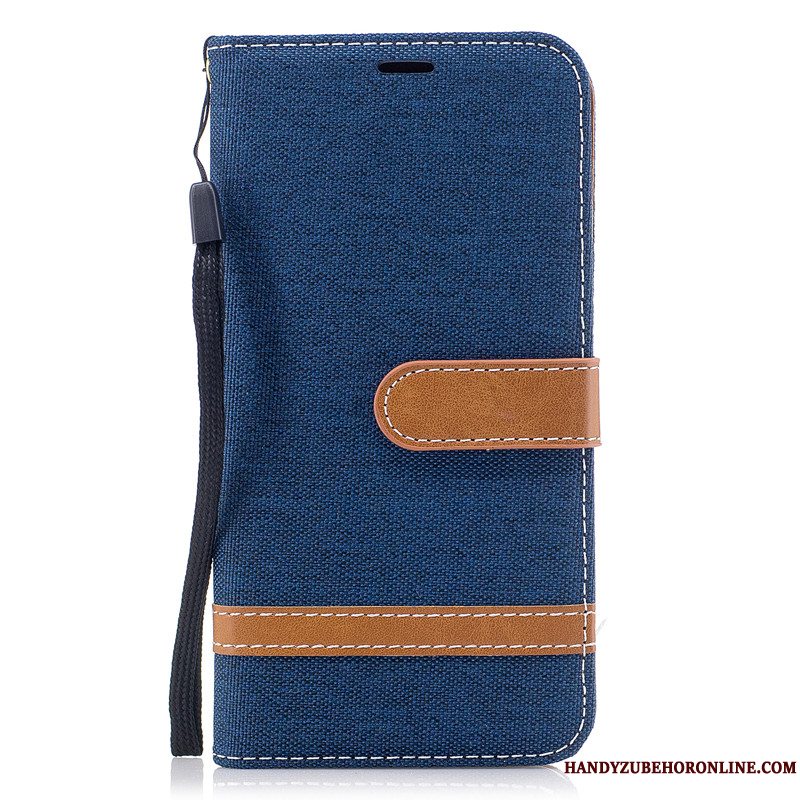 Etui Huawei Y7 2018 Læder Denim Telefon, Cover Huawei Y7 2018 Beskyttelse Rød