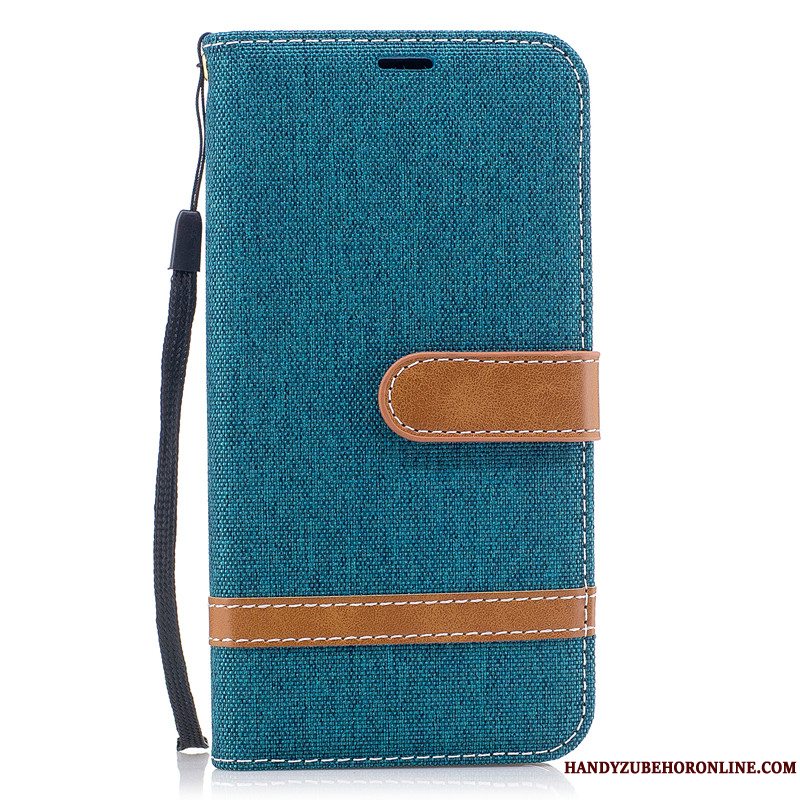 Etui Huawei Y7 2018 Læder Denim Telefon, Cover Huawei Y7 2018 Beskyttelse Rød