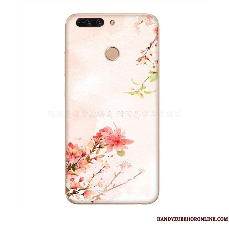 Etui Huawei Y7 2018 Silikone Telefonferskentræ, Cover Huawei Y7 2018 Vind Lyserød