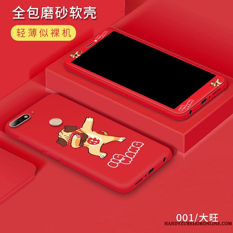 Etui Huawei Y7 2018 Silikone Telefontrend, Cover Huawei Y7 2018 Beskyttelse Rød Anti-fald