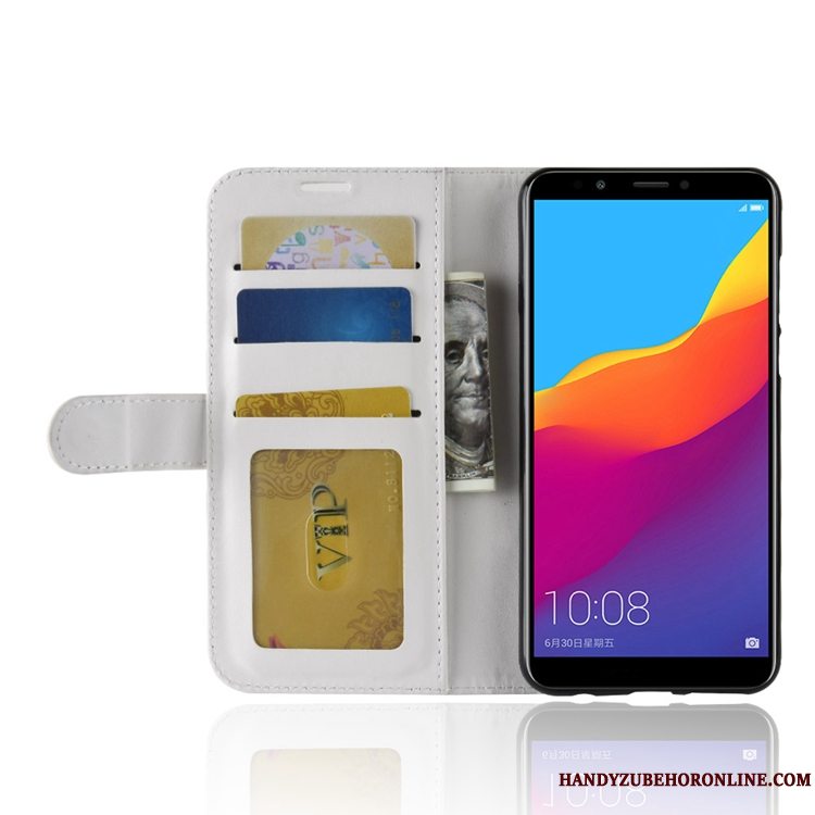 Etui Huawei Y7 2018 Support Kort Hængende Ornamenter, Cover Huawei Y7 2018 Tegnebog Sort Telefon