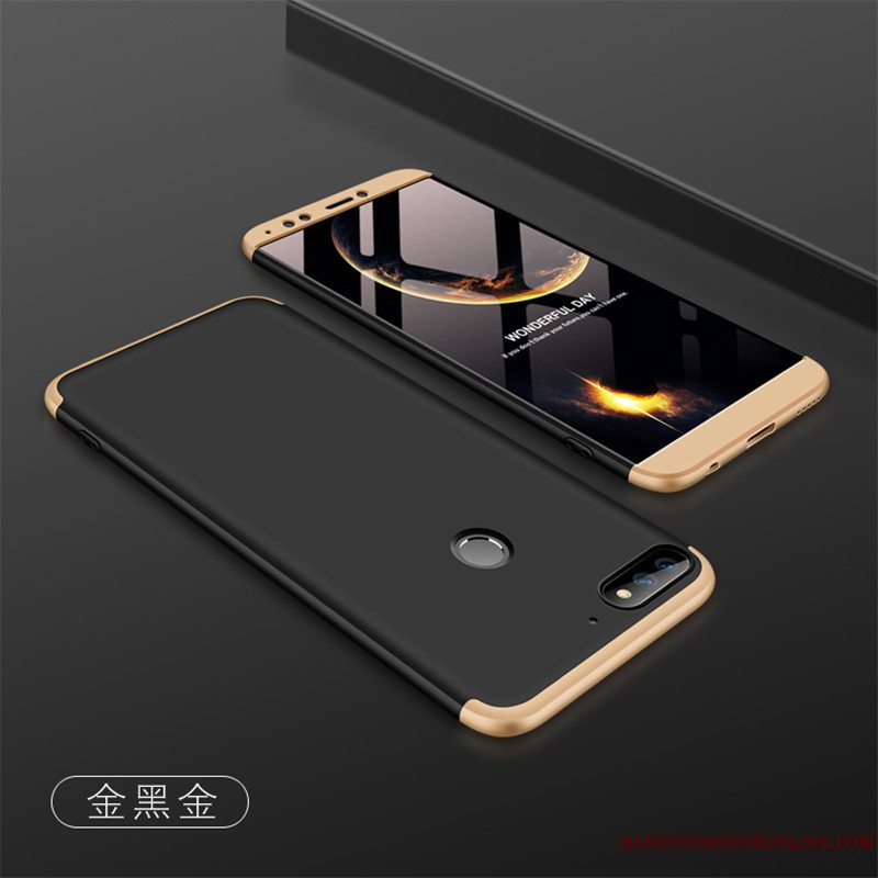 Etui Huawei Y7 2018 Tasker Anti-fald Guld, Cover Huawei Y7 2018 Beskyttelse Nubuck Telefon