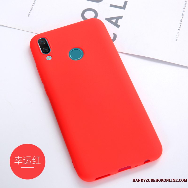 Etui Huawei Y7 2019 Blød Business Solid Farve, Cover Huawei Y7 2019 Silikone Rød Anti-fald