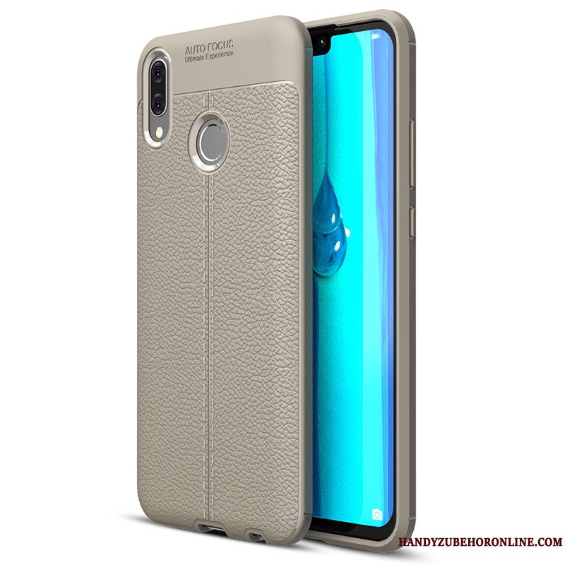 Etui Huawei Y7 2019 Blød Telefonmønster, Cover Huawei Y7 2019 Læder Grå