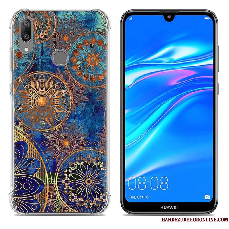 Etui Huawei Y7 2019 Blød Trend Gasbag, Cover Huawei Y7 2019 Silikone Anti-fald Blå