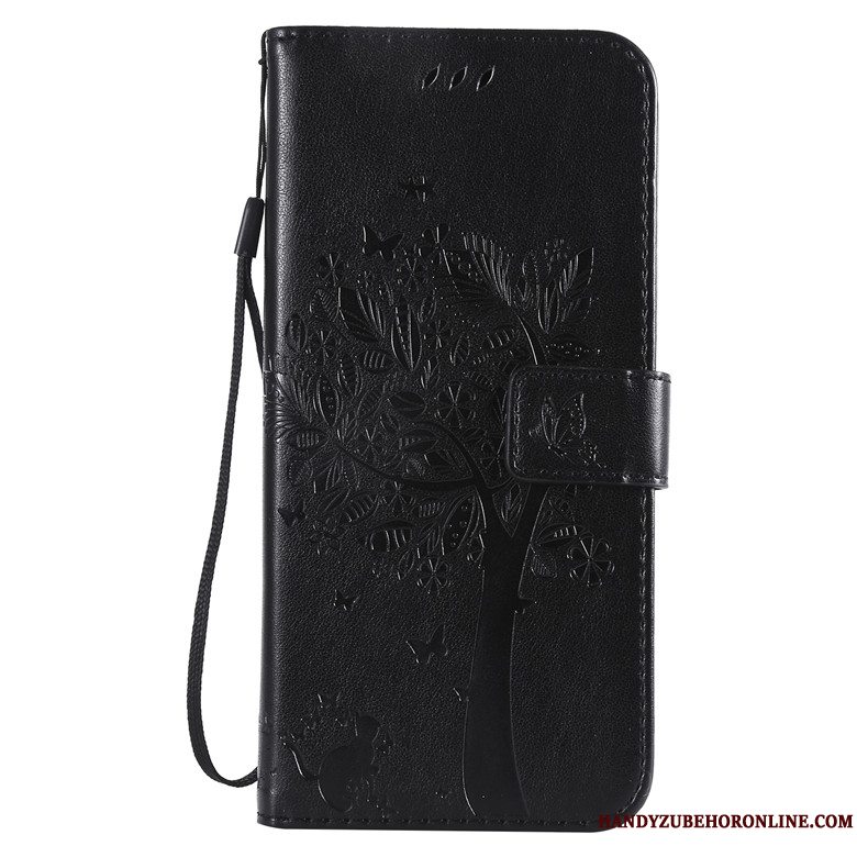 Etui Huawei Y7 2019 Folio Kat Telefon, Cover Huawei Y7 2019 Læder Tree Anti-fald