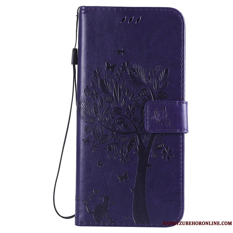 Etui Huawei Y7 2019 Folio Kat Telefon, Cover Huawei Y7 2019 Læder Tree Anti-fald