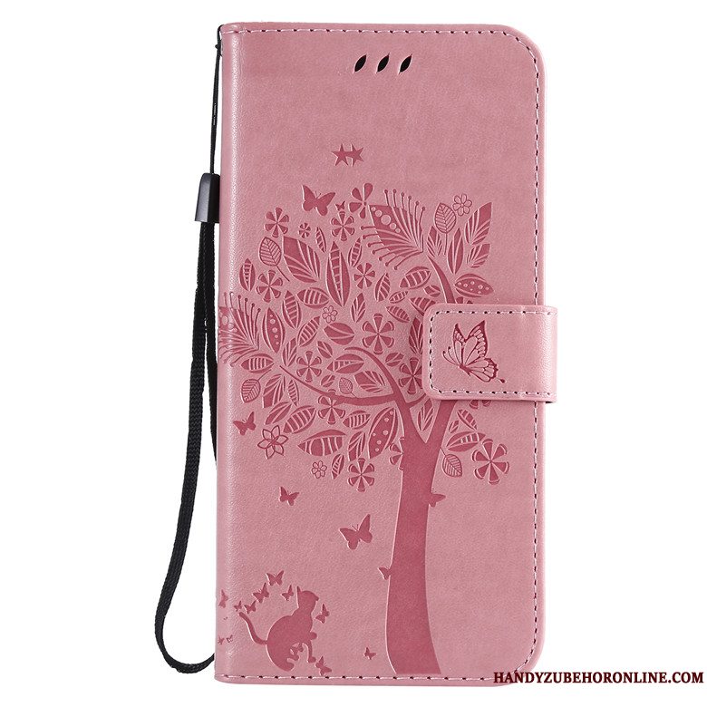 Etui Huawei Y7 2019 Folio Kat Telefon, Cover Huawei Y7 2019 Læder Tree Anti-fald