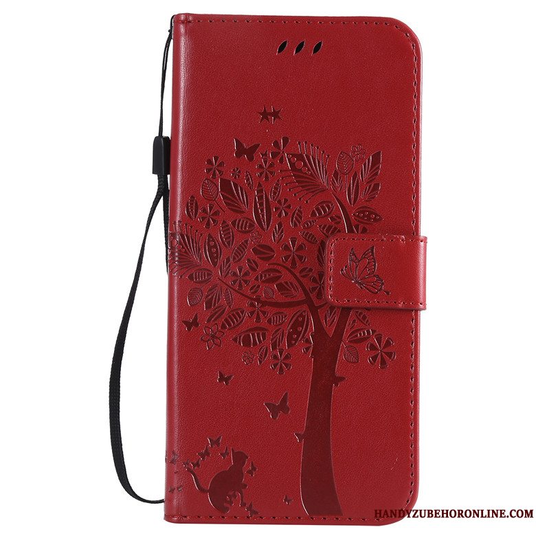 Etui Huawei Y7 2019 Folio Kat Telefon, Cover Huawei Y7 2019 Læder Tree Anti-fald